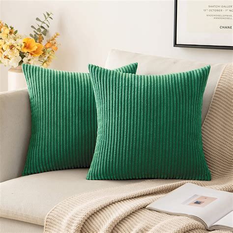 Miulee Pack Of 2 Corduroy Soft Soild Decorative Square Throw Pillow