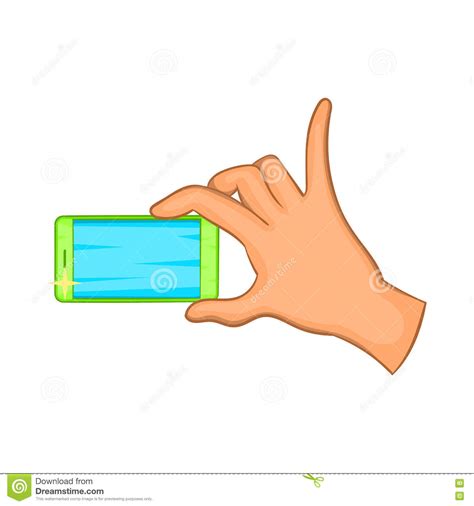 Hand Holding Mobile Phone Icon Cartoon Style Stock Vector