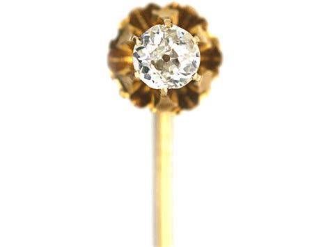 Victorian 18ct Gold Single Old Mine Cut Diamond Stick Pin 363o The