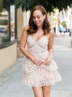 Sydne Style Shows What To Wear To A Rehearsal Dinner In Nude Lace Dress