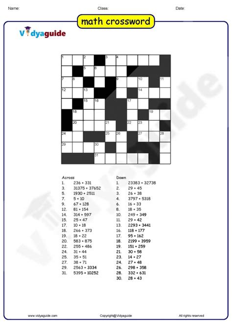 Circle the word that is a synonym for the word entertain. Math Crossword Puzzles For Kids Worksheets | 99Worksheets