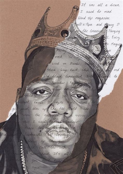 Notorious B I G Portrait With Juicy Lyrics Signed By Sarahasart Marker Drawing Ink Pen
