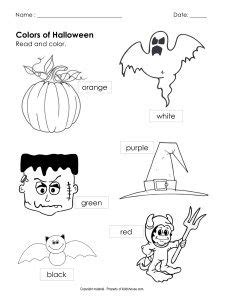 Halloween Colors Worksheet | Halloween worksheets, Halloween coloring, Halloween activities for kids
