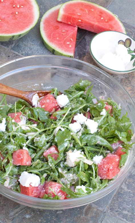The Perfect Summer Salad Arugula Watermelon And Homemade Feta Cheese