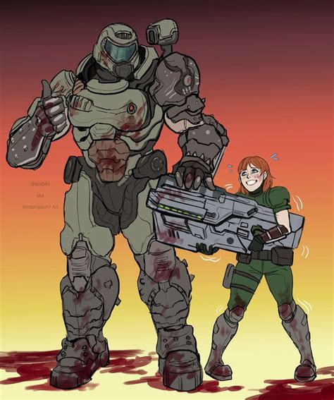 New Recruit By Texd41 Doomguy And Isabelle In 2020 Doom Videogame Doom Game Slayer Meme