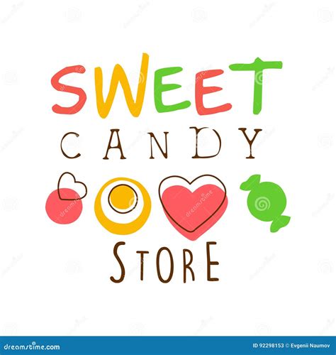 Sweet Candy Store Logo Colorful Hand Drawn Label Stock Vector