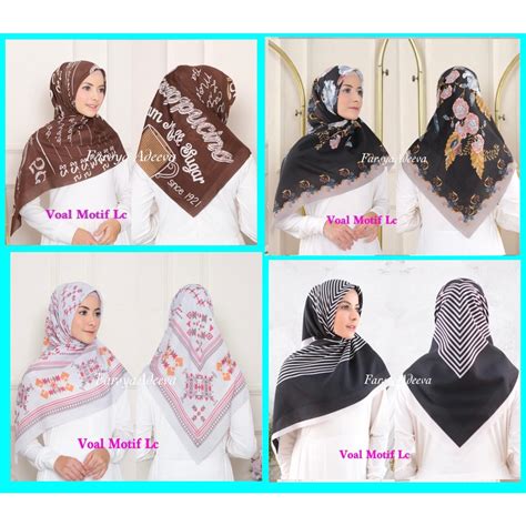 Jual New Hijab Jilbab Segi Empat Standar Motif Lc Farsya Adeeva Voal Motif Standar Lc 110 X