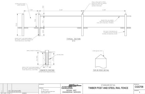 Civil Engineering Standard Drawings Cgg708 Timber Post And Steel Rail
