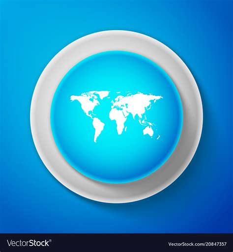 White World Map Icon Isolated On Blue Background Vector Image
