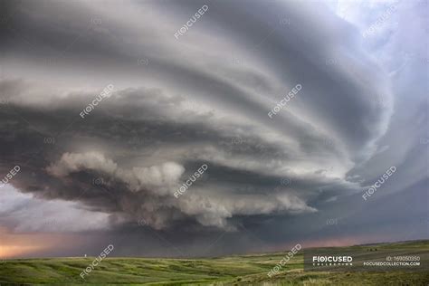 Anticyclonic Supercell Thunderstorm Swirling Over The Plains Deer