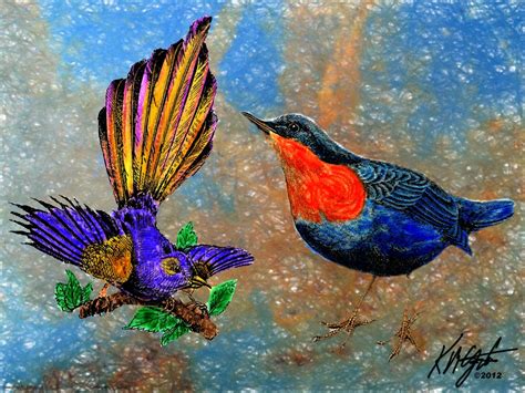 Gatzkart Two Watercolor Birds Digital Painting Corel Painter 11 Plus