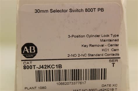 Allen Bradley 800t J42kc1b Selector Switch Keyed New In Box Plc