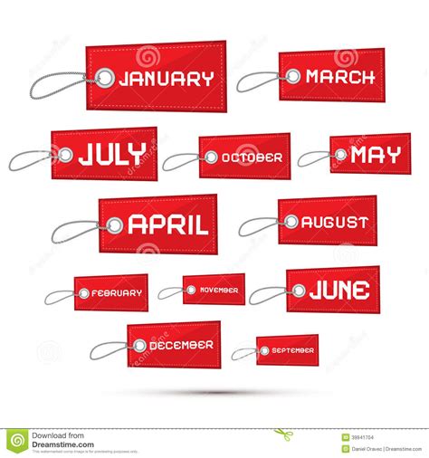 Months Of The Year Red Sale Paper Labels Stock Vector Illustration Of