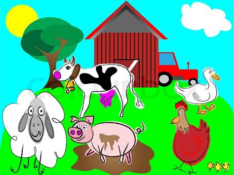 Cartoon Farm Animals Vector Vector Colourbox