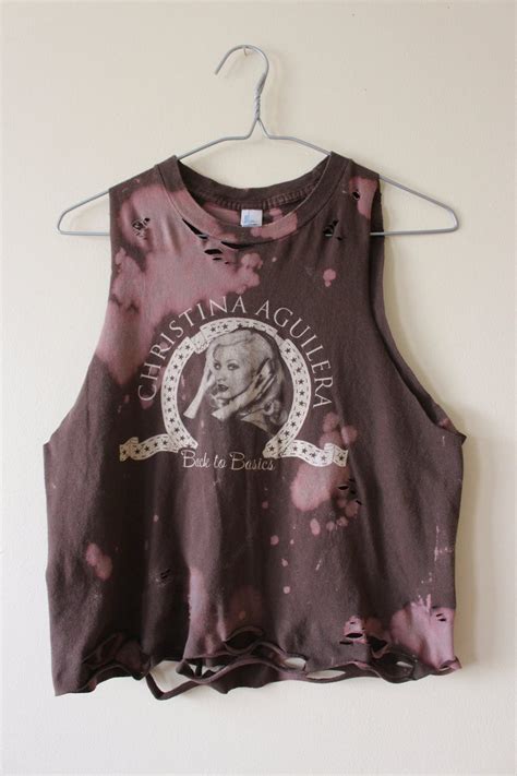 Womens Bleached And Shredded Christina Aguilera Tank Top Etsy Tank