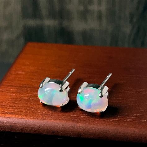 Genuine Fire Opal Stud Earrings Natural Opal Earrings Etsy