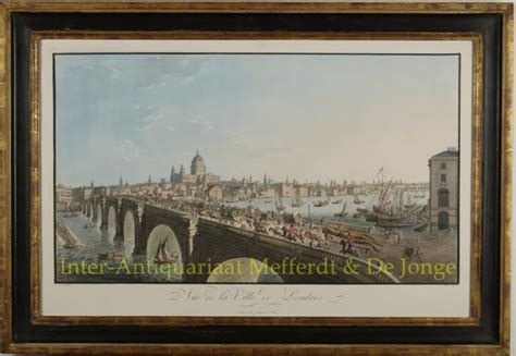 Gezicht Op Londen 19e Eeuw Blackfrairs Bridge Originele Lithografie