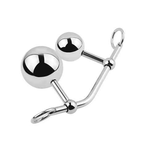 Female Stainless Steel Adjustable Anus Vaginal Both Ball Butt Anal Plug Rope Hook Chastity Belt
