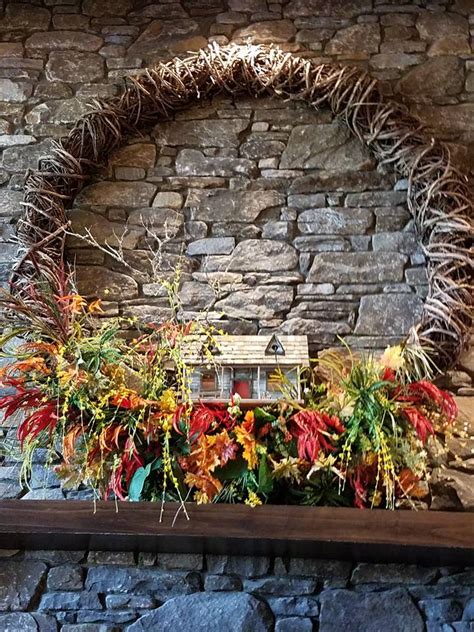 Fall Wreath Above Fireplace At Tc Notes From The Cove