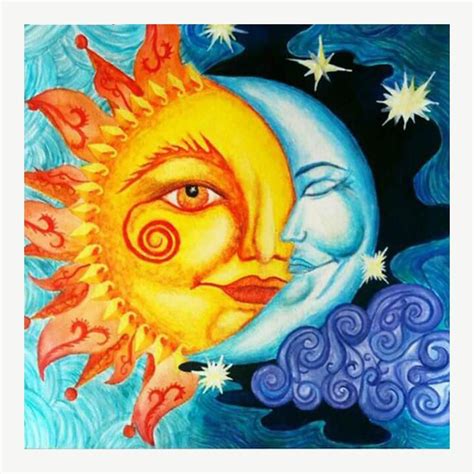 Sun And Moon Full Diamond Painting 30x30cm Moon Painting Cross