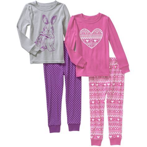 Baby Toddler Girl Cotton Tight Fit Pajamas 4 Piece Set