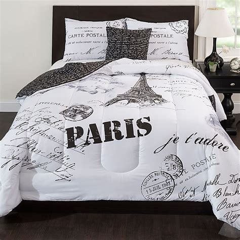 Paris Reversible Comforter Set In Blackwhite Bed Bath And Beyond