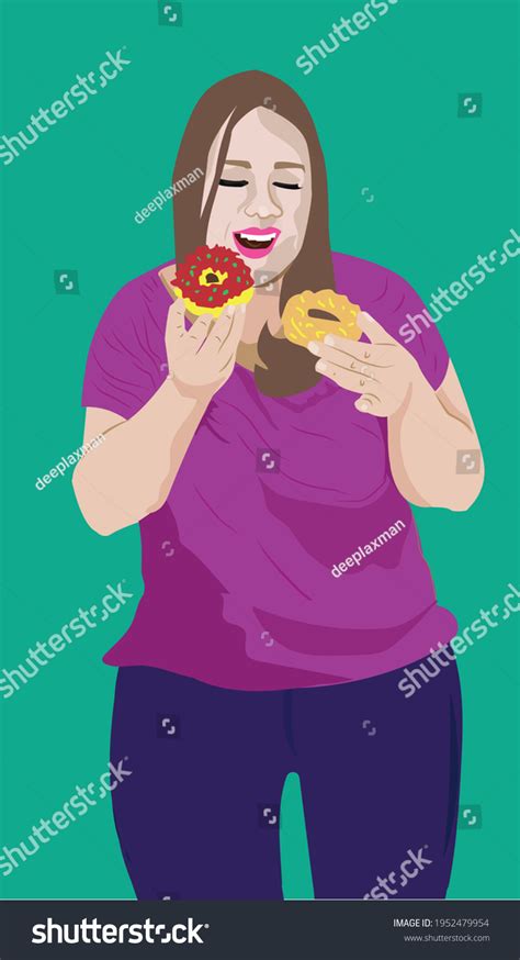 pop art fat woman eating fast stock vector royalty free 1952479954 shutterstock