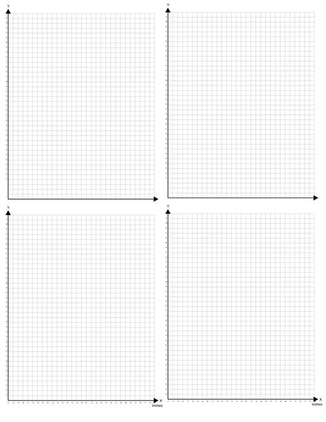 Printable Graph Paper 4 On One Page With Numbered X And Y Axis