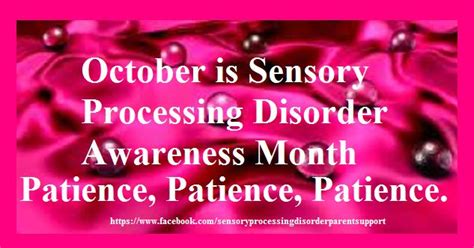 October Is Spd Awareness Month Sensory Processing Disorder Parent Su