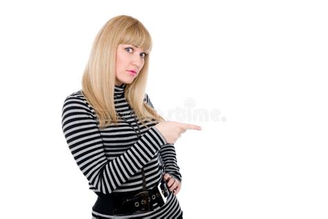 Astonished Female Pointing At Something Aside Stock Image Image Of