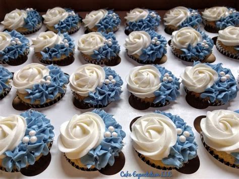 Dusty Blue Cupcakes For Wedding Shower Elegant Cupcakes Cupcake Cake