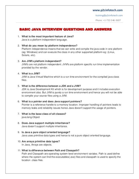 Review these most frequently asked interview questions and sample answers, and then prepare your own responses based on your experience. Basic java important interview questions and answers to ...