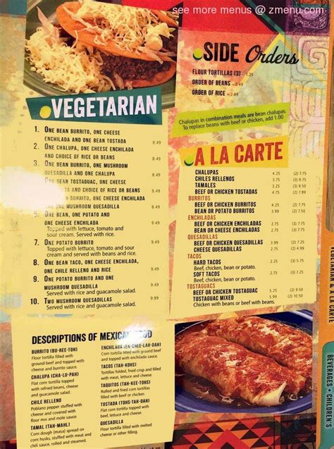 Your choice of beef tips or chicken, soft or fried. Online Menu of El Azteca Restaurant Restaurant, Hampton ...
