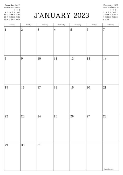 2023 Printable Monthly Calendar Printable 2023 Calendars Pdf Calendar