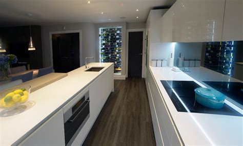 White Gloss Handle Less Contemporary Kitchen Hertfordshire By