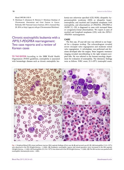 Pdf Chronic Eosinophilic Leukemia With A Fip1l1 Pdgfra Rearrangement