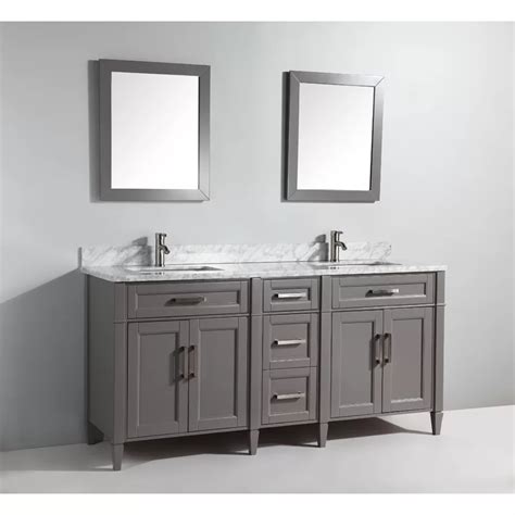 Gracie Oaks Lachine Marble Stone 72 Double Bathroom Vanity Set With
