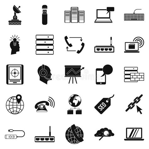 Telecommunication Icons Set Simple Style Stock Vector Illustration