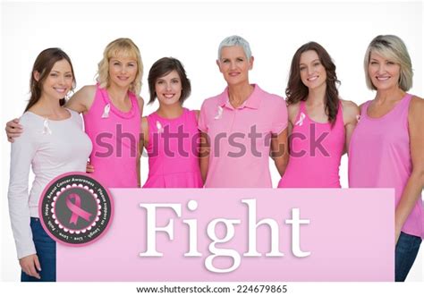 Happy Women Wearing Pink Breast Cancer Stock Photo Edit Now