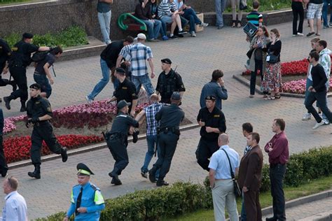 Belarus Riot Police Detained Demonstrators At A Protest Rally Against