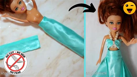 No Sew Barbie Doll Dress With Pattern Diy Barbie Clothes No Sew Very Easy Barbie Clothes