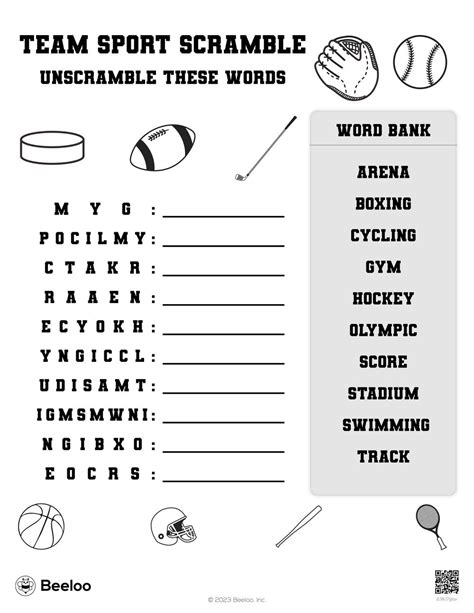 Sports Themed Word Scrambles Beeloo Printable Crafts And Activities