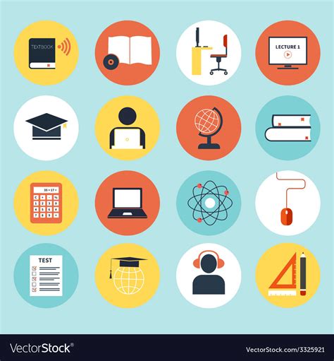 E Learning Icons Royalty Free Vector Image Vectorstock