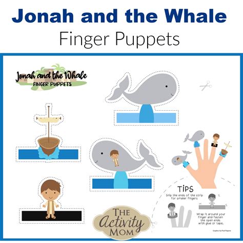 Jonah And The Whale Finger Puppets Free Printable The Activity Mom