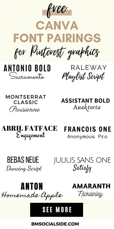 15 Best Canva Font Pairings For Pinterest Pins Bmsocialside Font