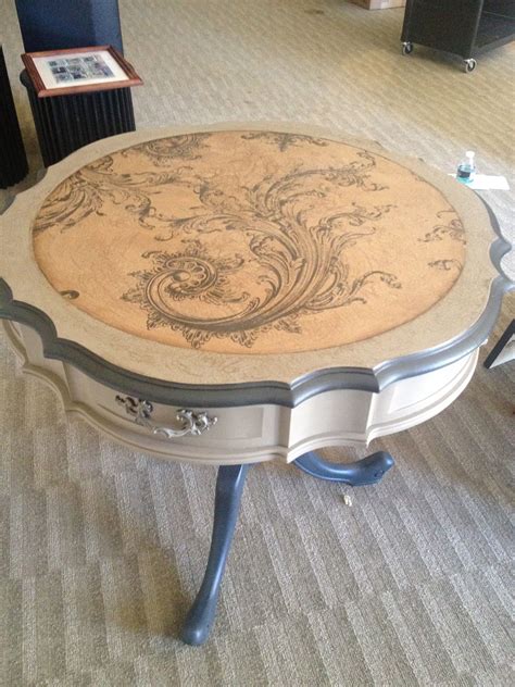 Round Accent Table Painted With Chalk Paint In Graphite And Coco