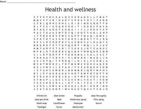 Health And Wellness Word Search Wordmint