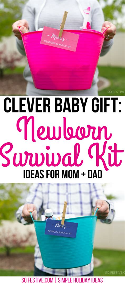 A gift card for housekeeping services will give mom and dad a deep breath and clean house. New Mom Survival Kit- Baby Shower Gift Ideas | So Festive ...