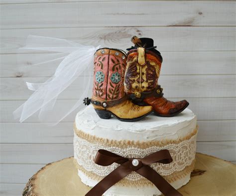 Cowboy Cowgirl Wedding Boot Cake Topper Hat Western Country