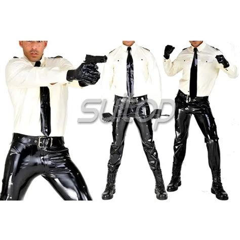 police man rubber uniforms latex costumes military sets not including belt suitop customised